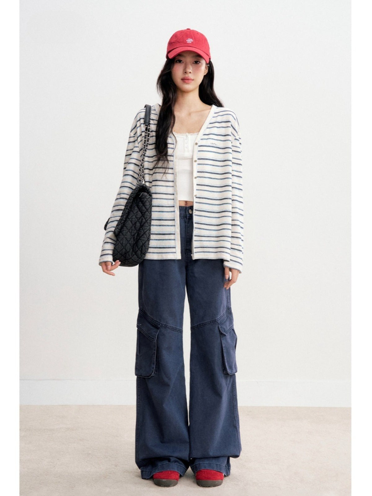High Waist Cotton Cargo Pants