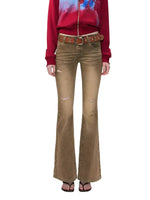 Distressed Low-Rise Washed Jeans