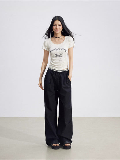 Layered Contrast Cargo Pants