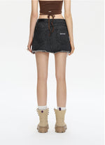 Bear Curved Denim Skirt
