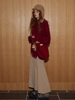 Plaid Patchwork Batwing Sleeve Knit Sweater
