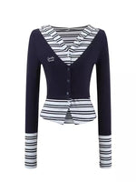 Lyocell Layered Stripe Hooded Top