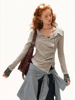 Star Pattern Layered Collar Top