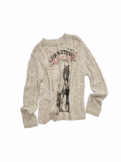 Icelandic Animal Jacquard Cutout Knit Sweater