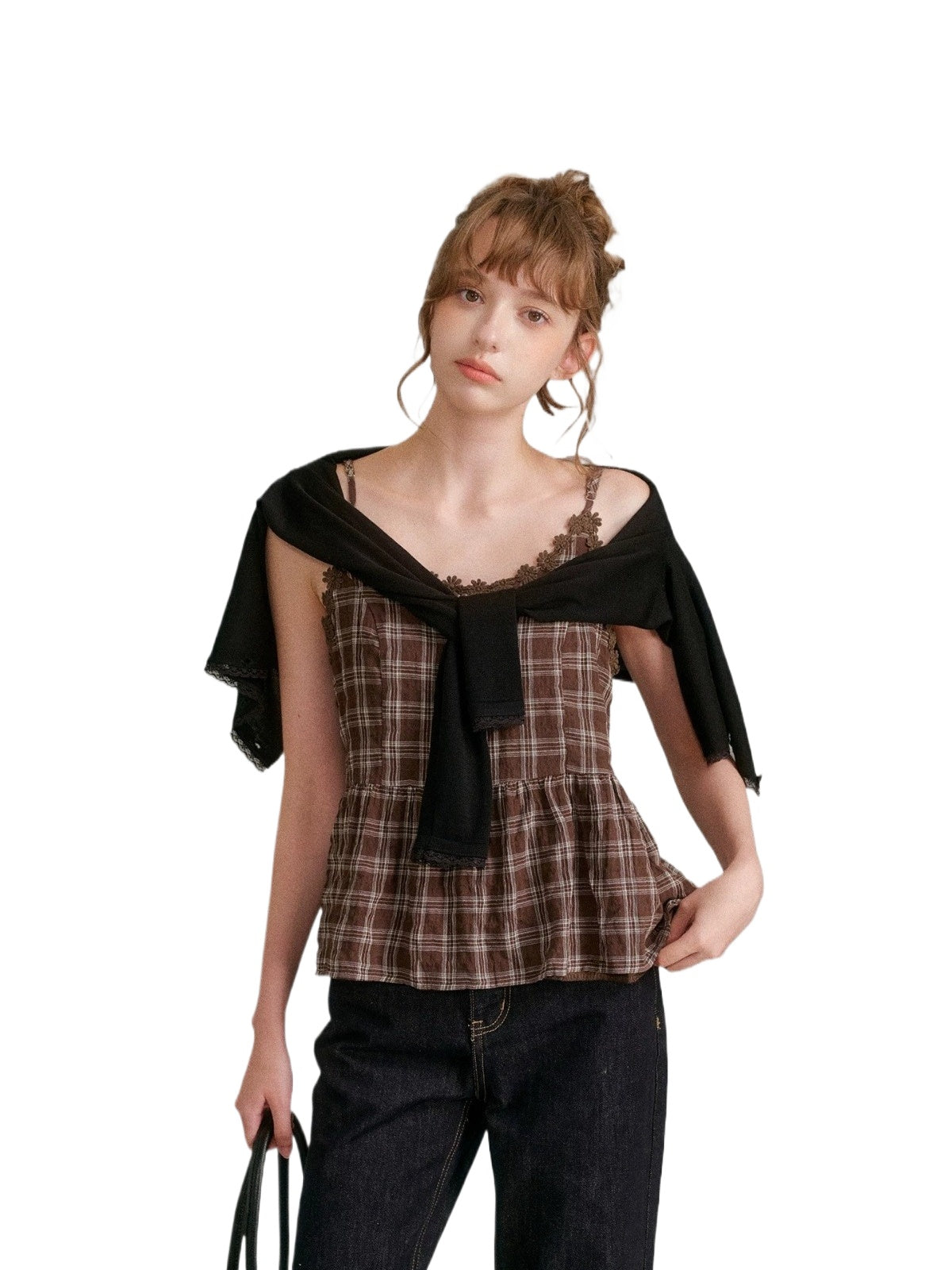 Plaid Lace Cami Top