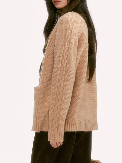 Light Brown Toggle Knit Cardigan