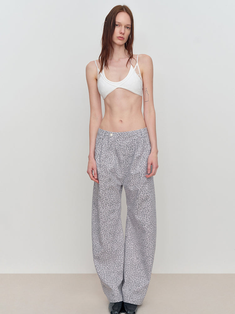 Low-Rise Drop-Crotch Loose Wide-Leg Pants