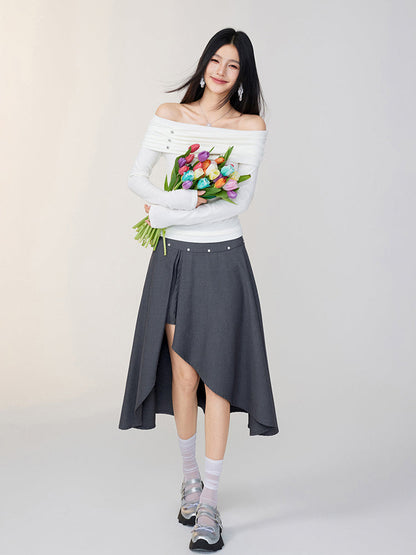 Off-Shoulder Two-Tone Top