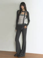 Lace Waist Soft Knit Flared Pants