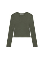 Ribbed Cotton Blend Cropped T-Shirt