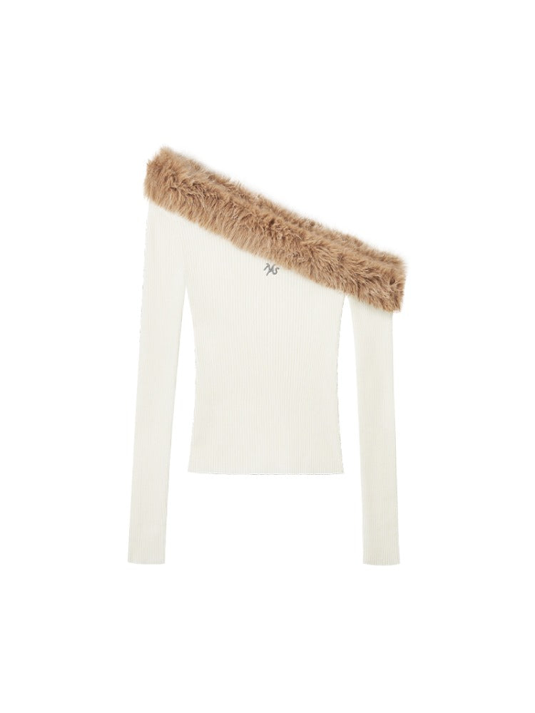 Sculptural Off-Shoulder Knit Sweater