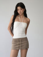 Pleated Rope-Hanging Fitted Bandeau