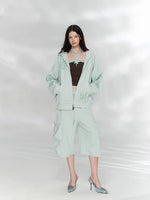 Green & Beige Printed Hoodie Set