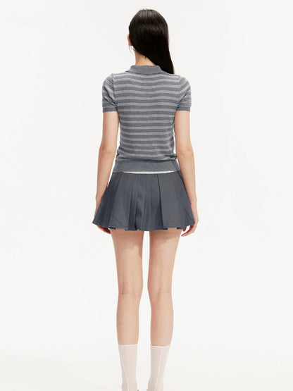 Gray Textured Polo Top