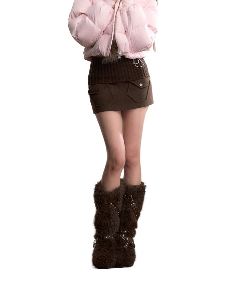 Knit Waist Pocket Mini Skirt