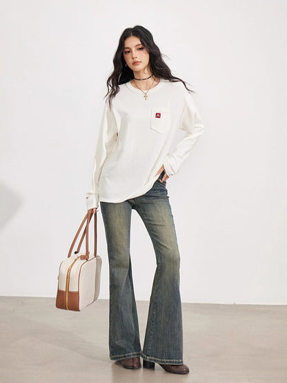 Raw-Edge Logo Embroidery T-shirt