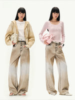 Washed Suede Detail Jeans