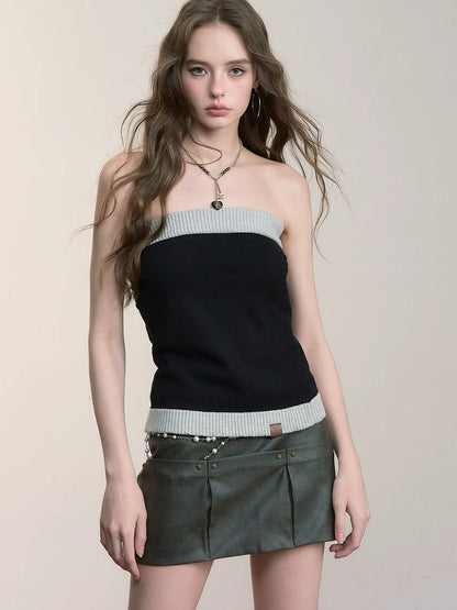 Colorblock Wool Bustier Set