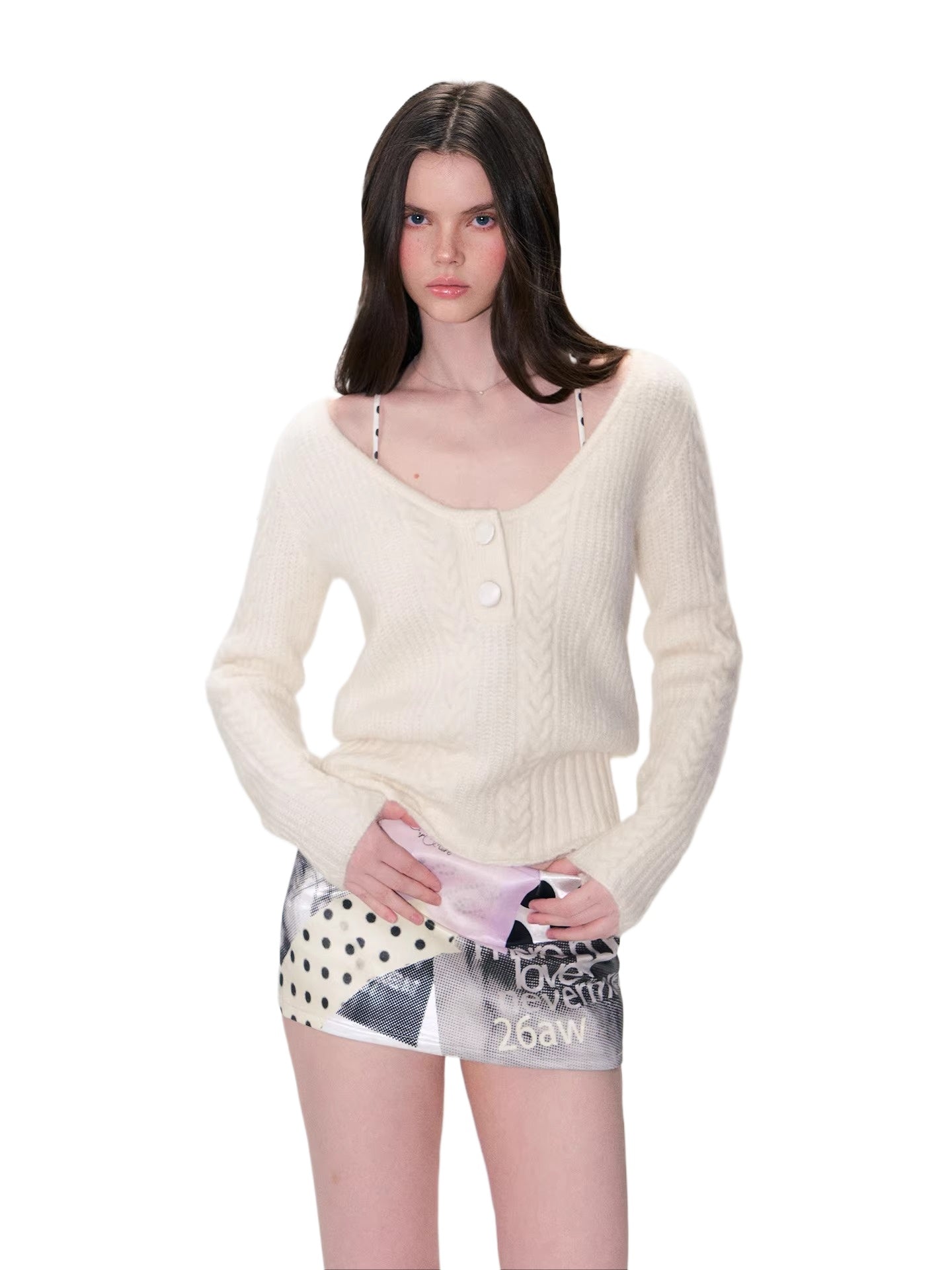 Cable Knit V-Neck Sweater