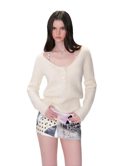 Cable Knit V-Neck Sweater