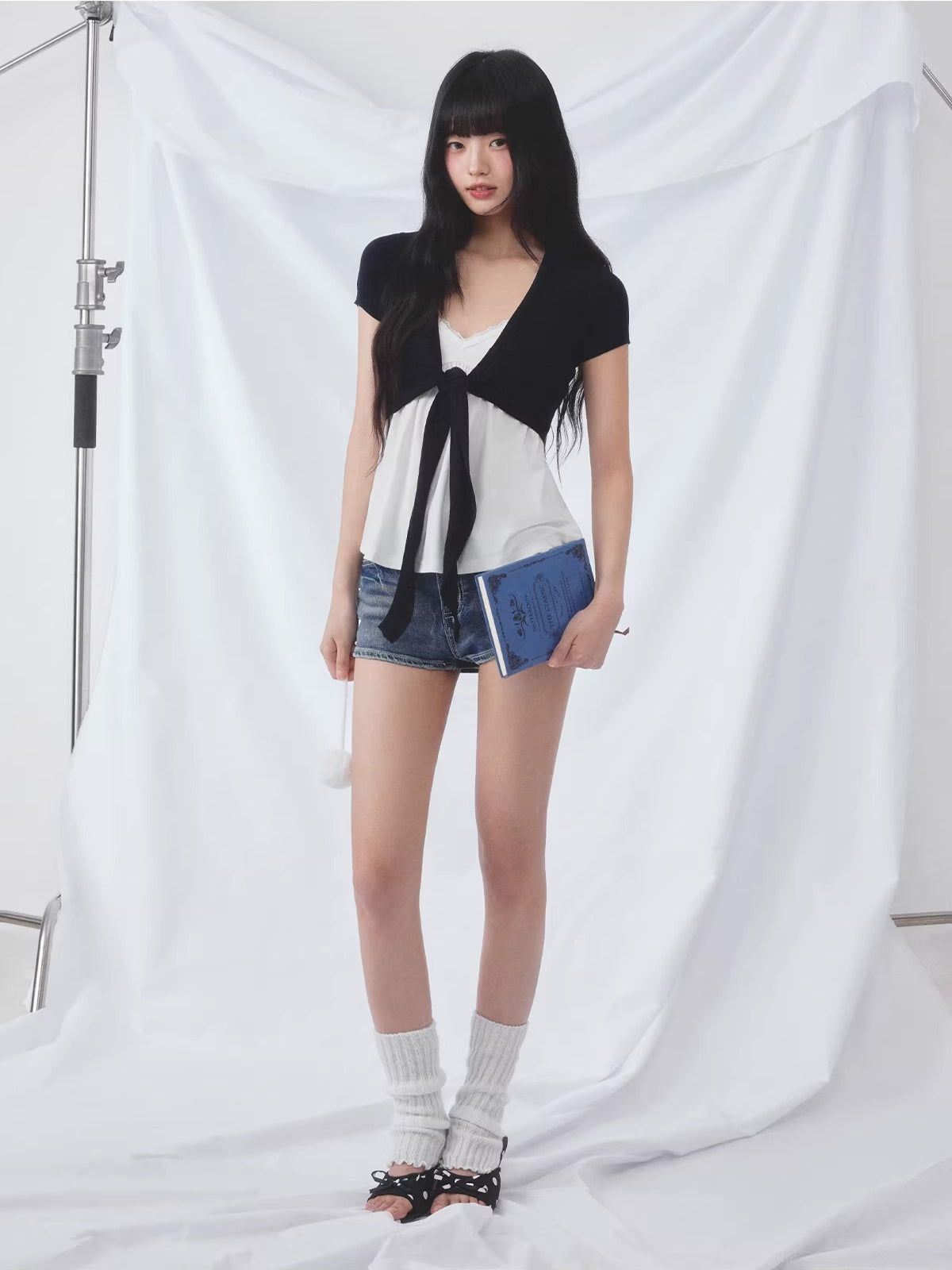 Tie Cardigan Camisole Set