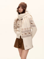 Fair Isle Knit Cardigan and Scarf Set