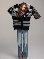 Striped Hooded Knit Cardigan