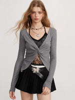 Yellow & Gray Lace Layered Top