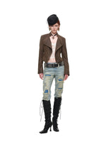 Double-Collar Faux Leather Jacket