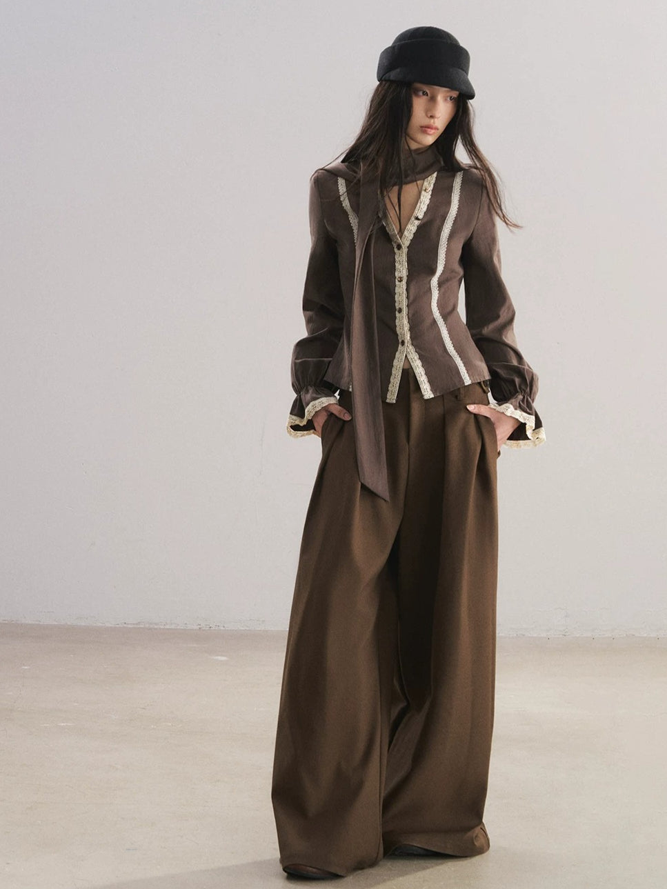 Pleated Wide-Leg Trousers