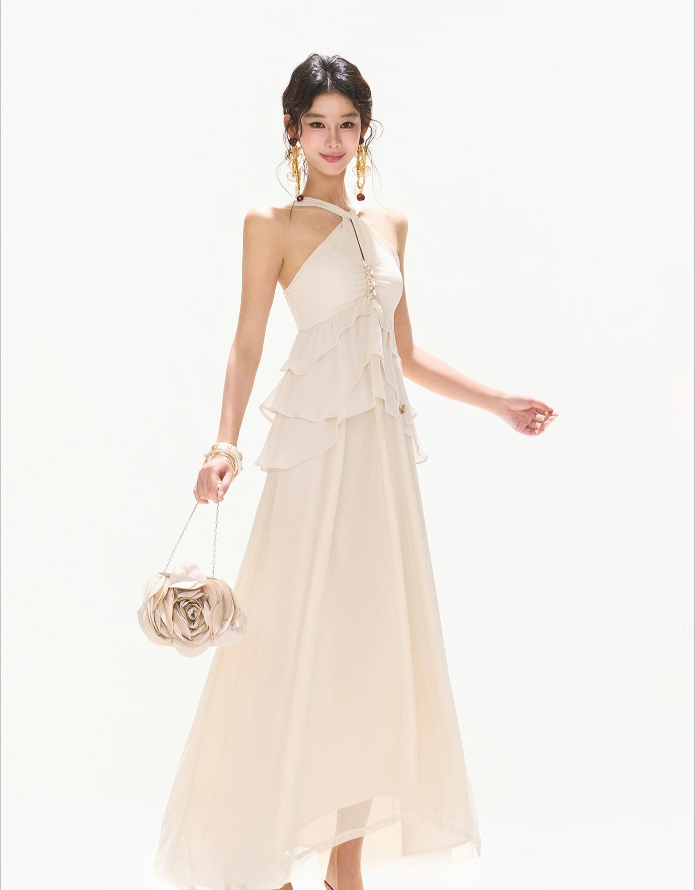 Embellished Chiffon Maxi Dress