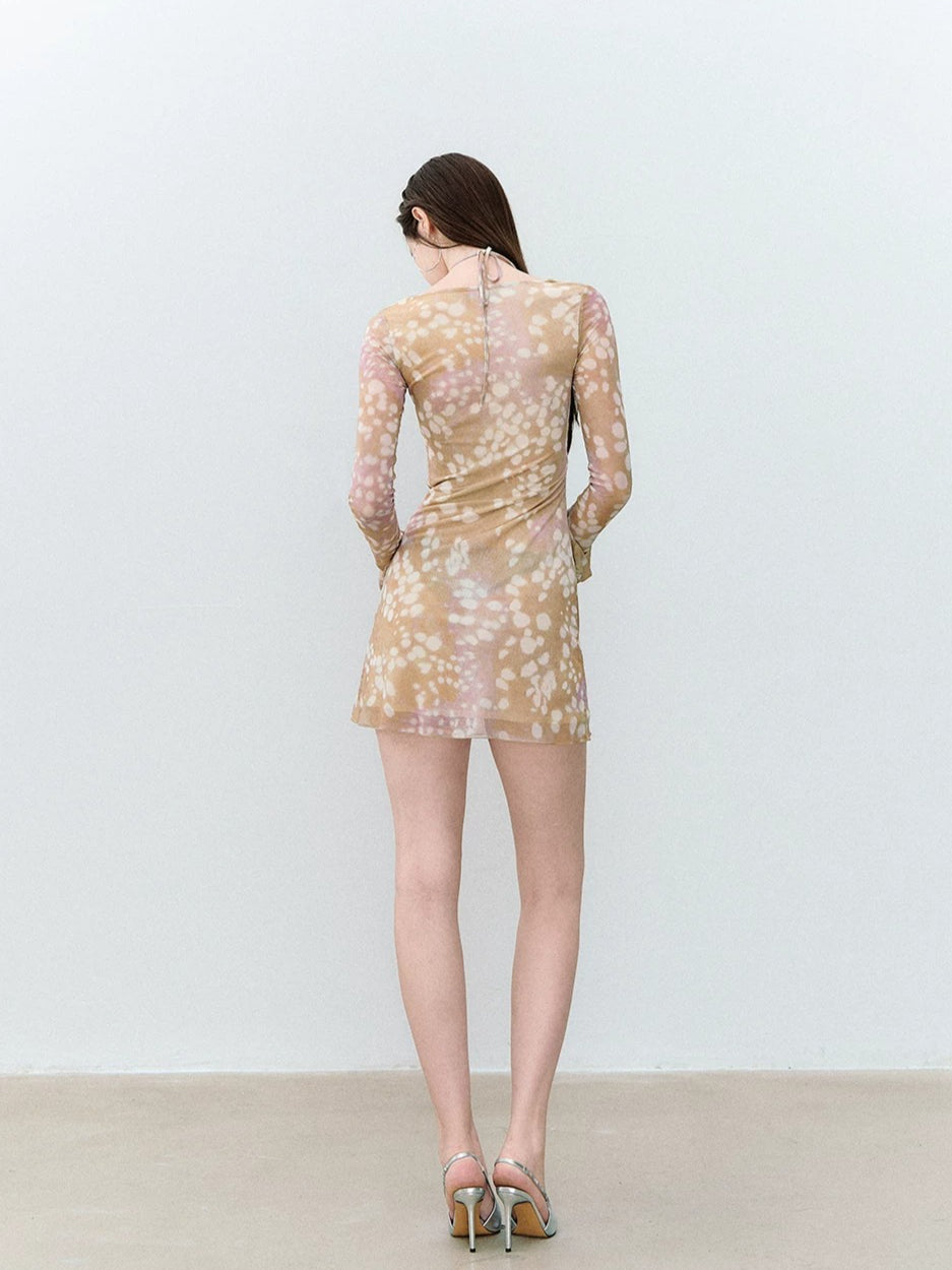 Deer Print Mesh Dress