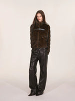 Paneled Faux Leather Wide-Leg Pants