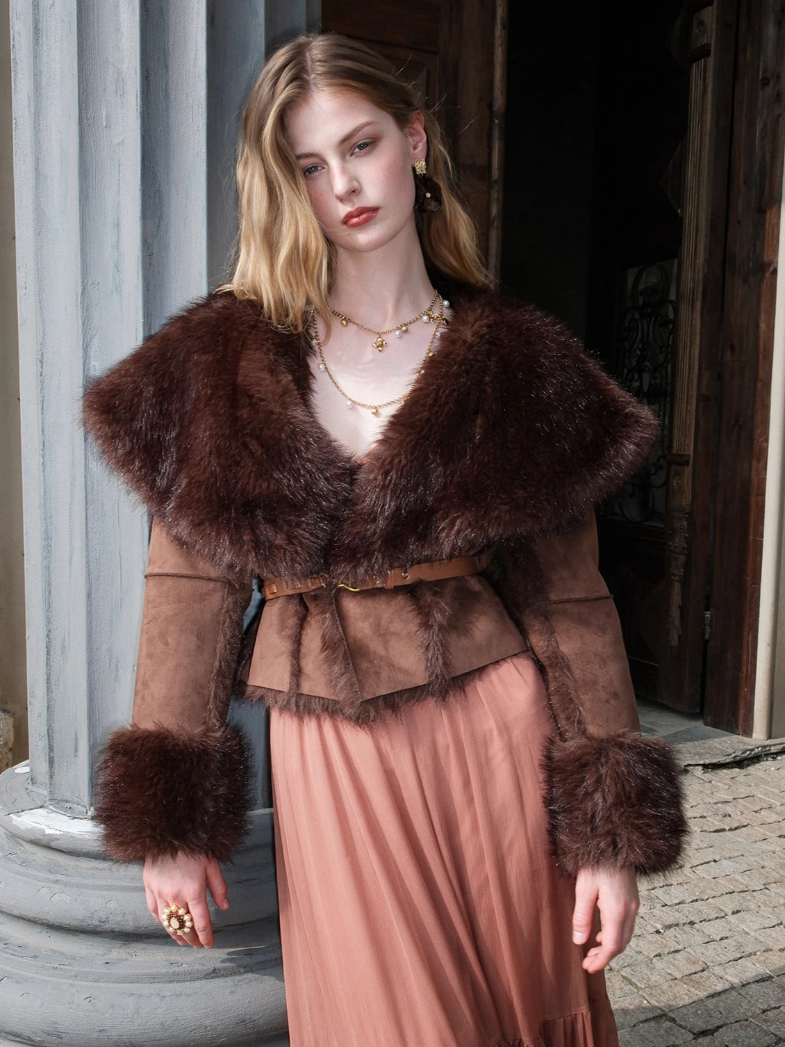 Mishka Faux Shearling Suede Cropped Jacket