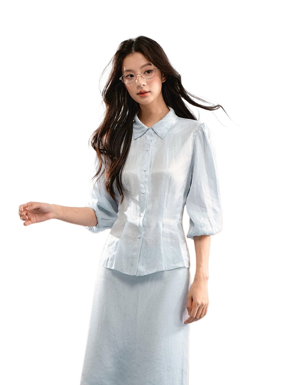 Puff Sleeve Lace Skirt Set