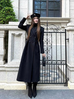 Laced Waist Double Breasted Wool Coat