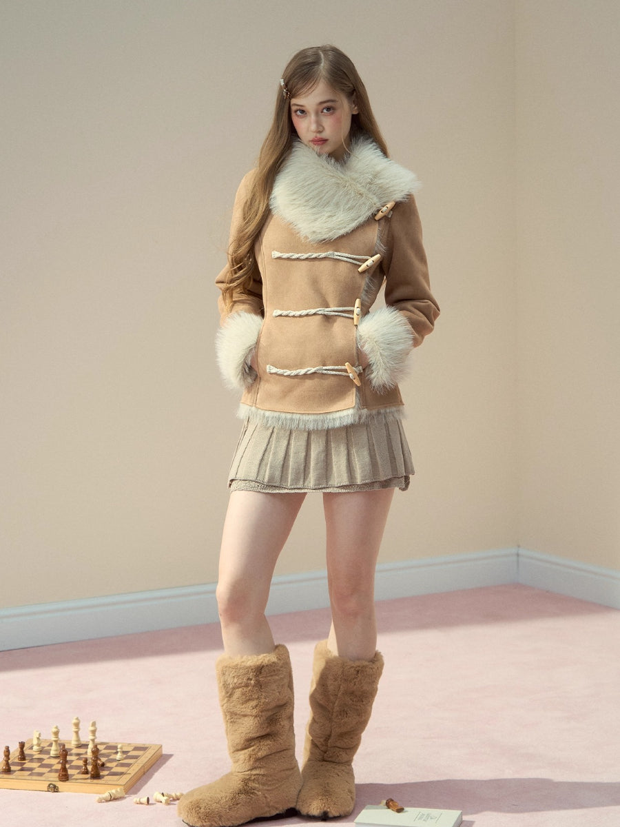 Faux-Suede Toggle Duffle Coat