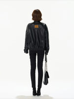 Oversized Double-Breasted PU Leather Jacket