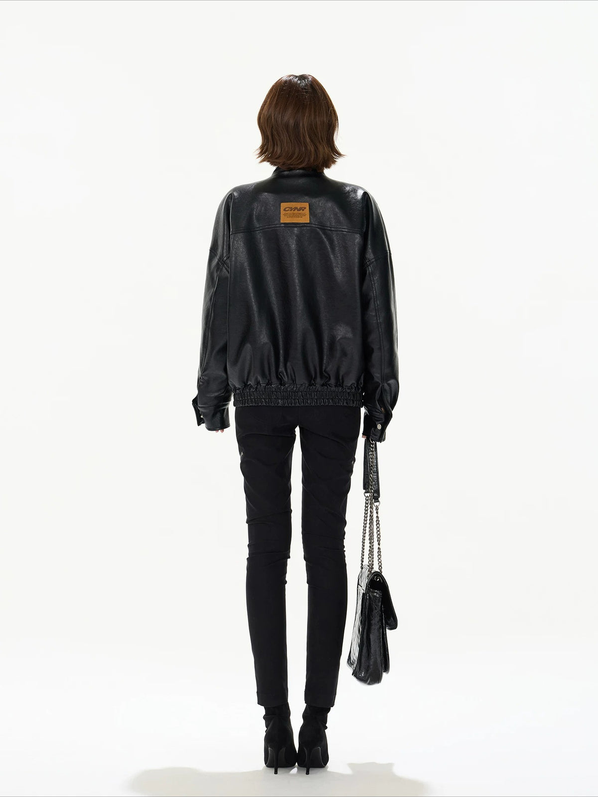 Oversized Double-Breasted PU Leather Jacket