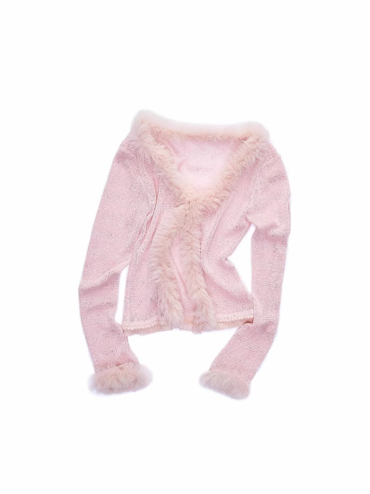 Sequin Knit V-neck Cardigan