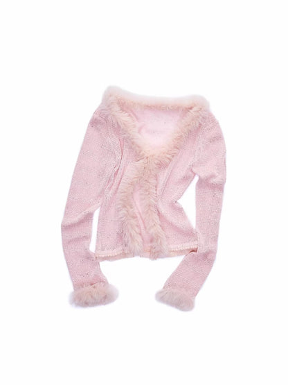 Sequin Knit V-neck Cardigan