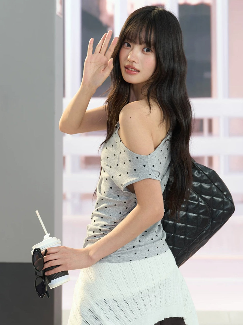 Asymmetric Polka Dot Top
