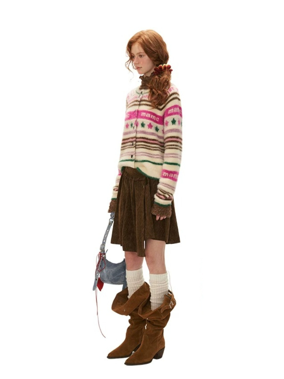 Brown Pleated Mini Skirt