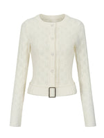 Belted Hollow Out Knit Sweater
