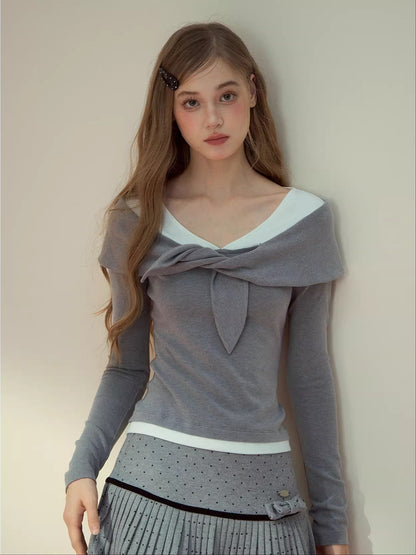 Gray &amp; Navy Blue Modal Two-Piece T-shirt