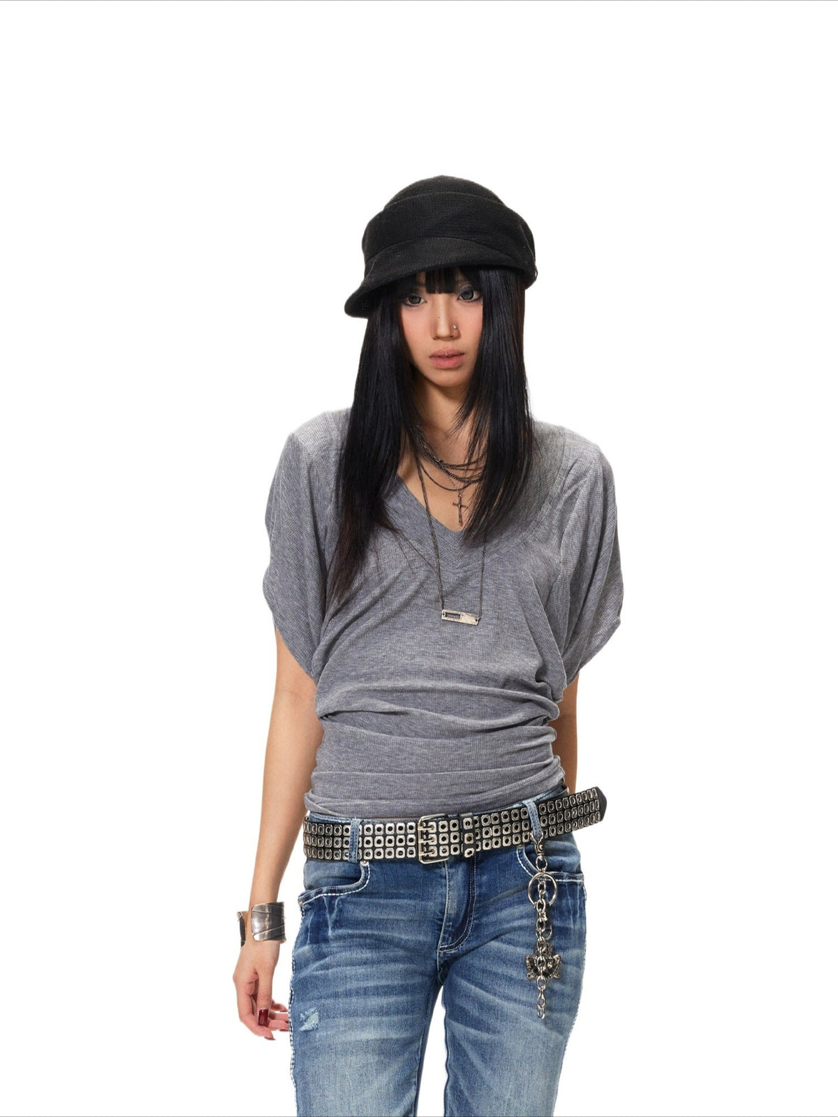 Batwing Sleeve V-Neck Tee