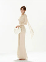 Apricot Ruched Knit Top & Skirt Set