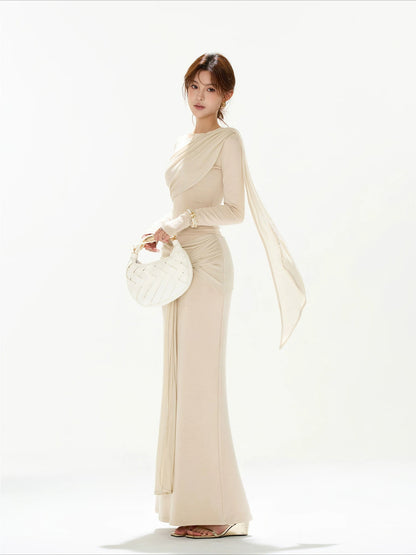 Apricot Ruched Knit Top &amp; Skirt Set