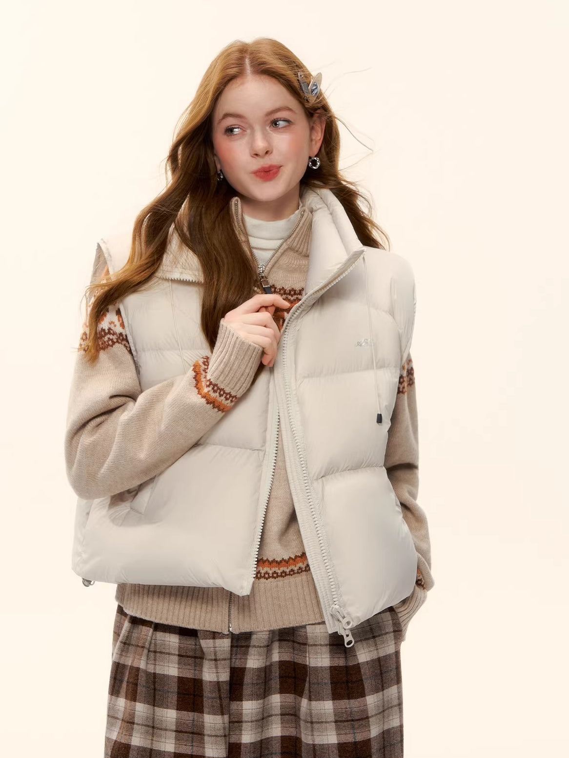 90% Down Puffer Stand-Collar Drawstring Vest