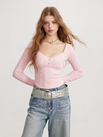 Lace Patchwork Long Sleeve Top